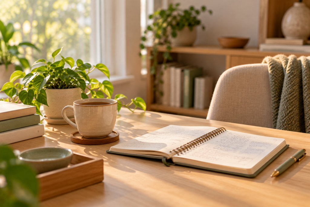 Ambiente de estudo usado para aprofundar uma formação em reiki